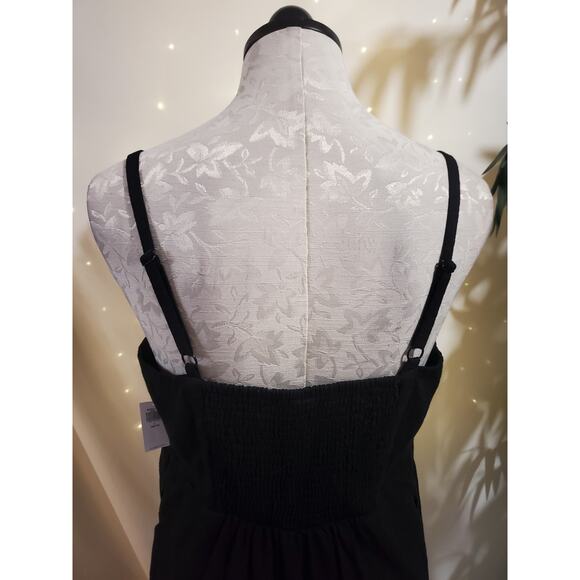 Old Navy NWT Womens Linen Blend Mini Cami Dress Size LP Black Pockets Minimalist - Picture 6 of 13